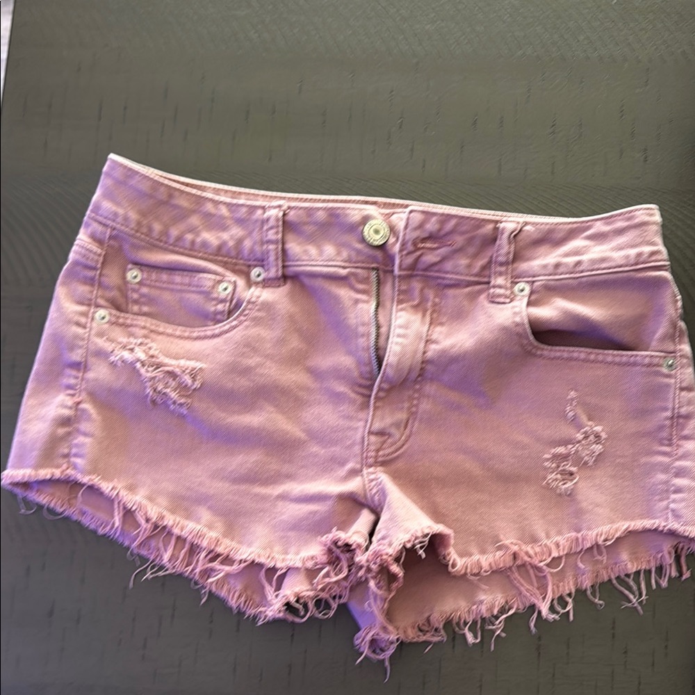 American Eagle Outfitters Pink Distressed Jean Shorts